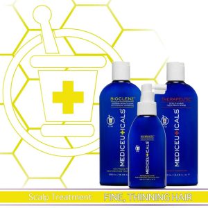 Набір для стимулювання росту волосся, тонке волосся (Шампунь Bioclenz 250ml, Кондиціонер Therapeutic 250ml, Сироватка Numinox 125ml) / Hair Restoration Kit Fine 3pc (Biocl.250 ml - Numinox 125 ml - Therapeutic 250 ml), 2x250ml, 1x125ml